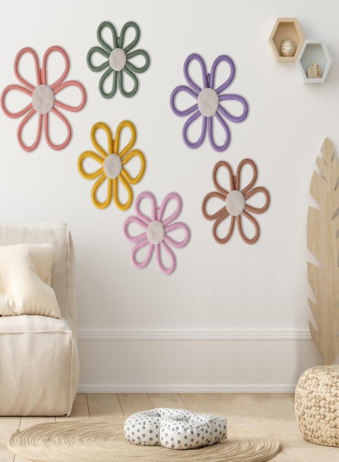 LTAXAF Boho Nursery Decor Daisy Flower Woven Macrame Wall Hanging 3 Size Daisy Flower Wall Decor Bohemian Nursery Decorations for Home Dorm Art (Colorful) - Image 1